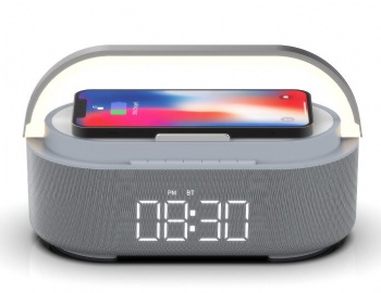 wireless charger with fabric BT speaker/alarm clock